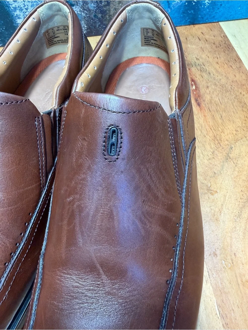 Clarks Classic Unstructured Brown Leather Slip-On Loafers Men’s Size 10 VGUC